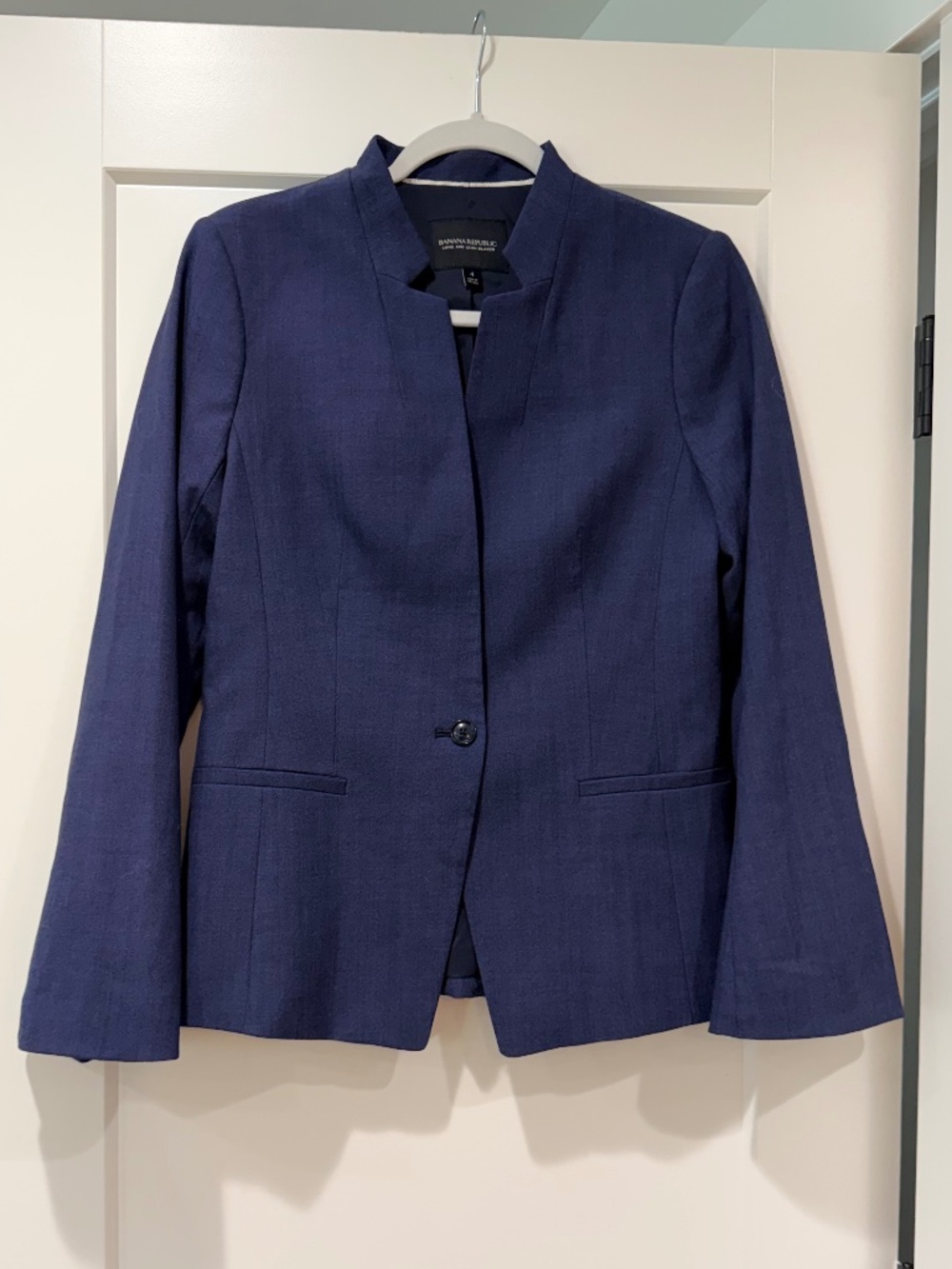 Banana Republic Long & Lean Blazer Suit Jacket Women's Size S Navy Blue Like New